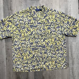 Vintage Ocean Pacific Blue/Yellow Floral Surf Beach Hawaii Shirt Men's Size 2XL